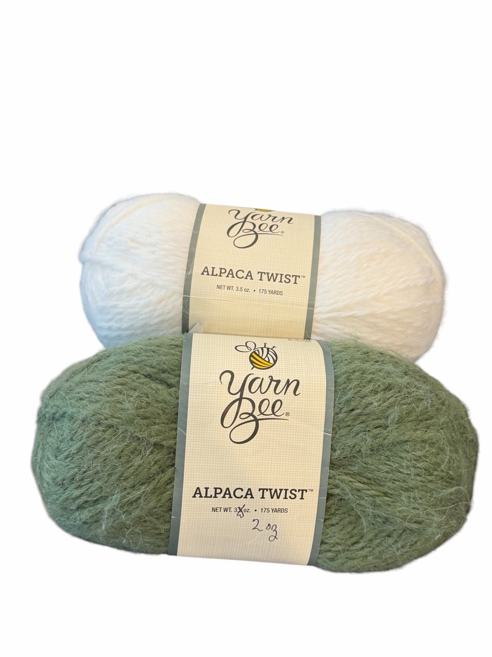 Yarn Bee Alpaca Twist Yarn Kale Green (Partial) White Lace Doilies 3.5oz 175yds